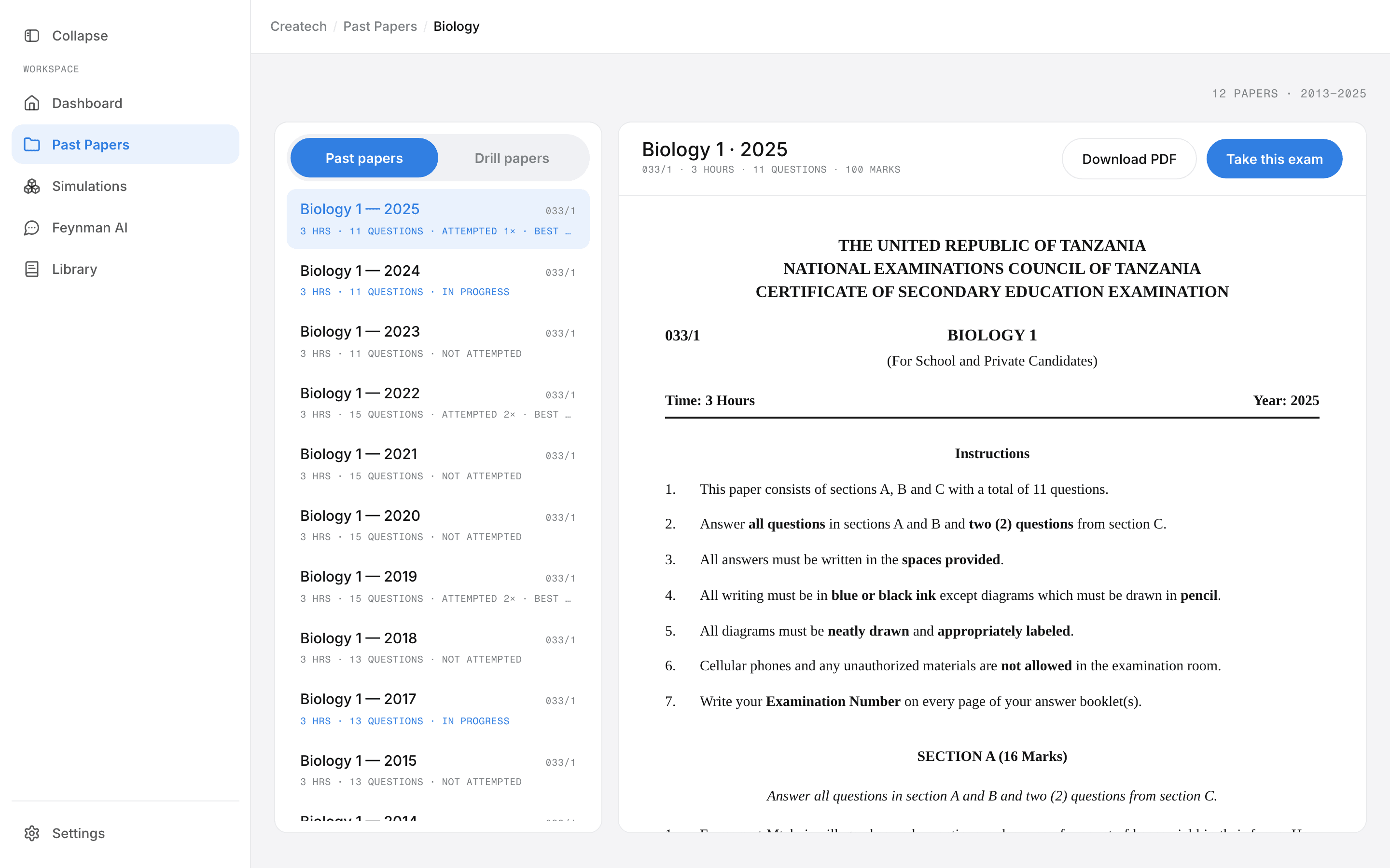 Past Papers — Createch